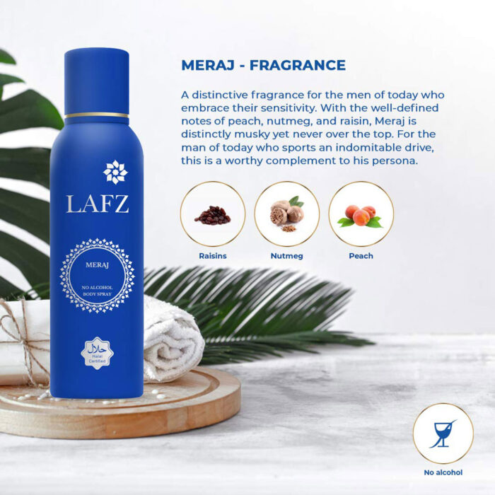 LAFZ FOR MEN MERAJ ALCOHOL FREE Fragrance Body Spray - arfaana.com