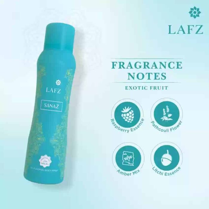 LAFZ SANAZ 100% Halal No Alcohol Body Spray - arfaana.com